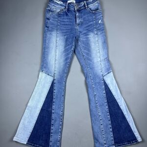 Velvet Two-Tone Flare Jeans